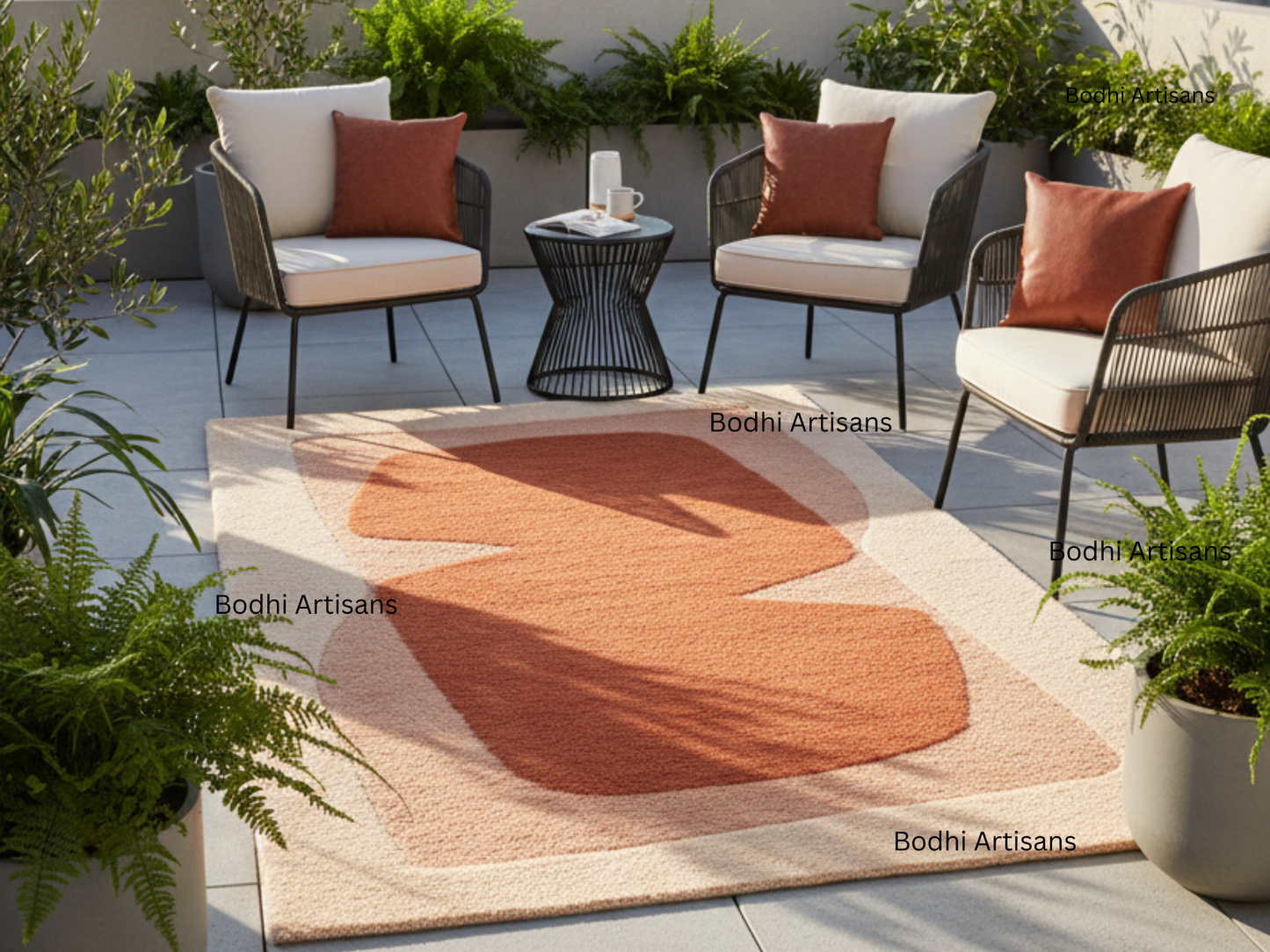 modern terracotta abstract hand tufted wool rug contemporary area rug