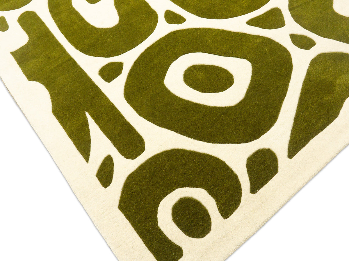 Handmade Olive Green & Ivory Organic Abstract Wool Rug – Modern – photo 3