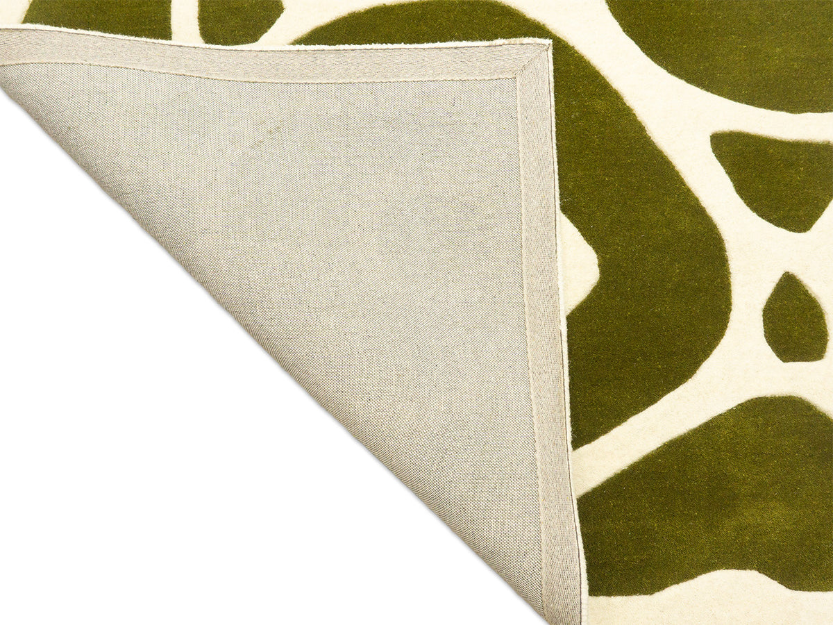 Handmade Olive Green & Ivory Organic Abstract Wool Rug – Modern – photo 4