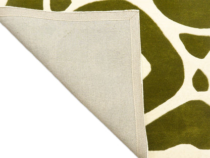 Handmade Olive Green & Ivory Organic Abstract Wool Rug – Modern – photo 4