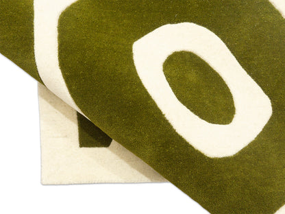 Handmade Olive Green & Ivory Organic Abstract Wool Rug – Modern – photo 5