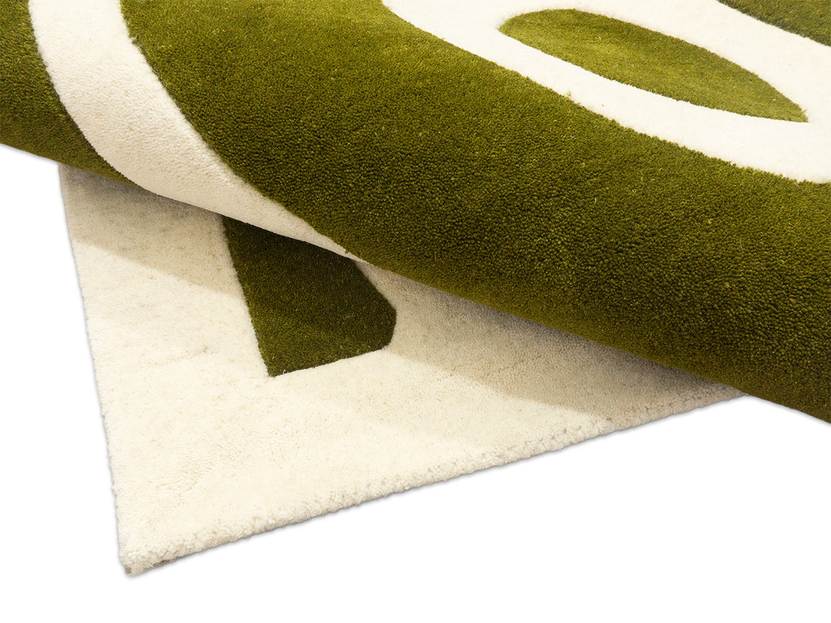 Handmade Olive Green & Ivory Organic Abstract Wool Rug – Modern – photo 6