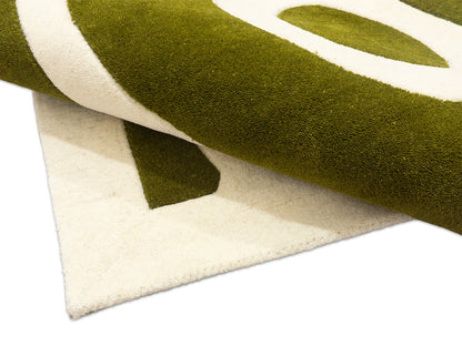 Handmade Olive Green & Ivory Organic Abstract Wool Rug – Modern – photo 6