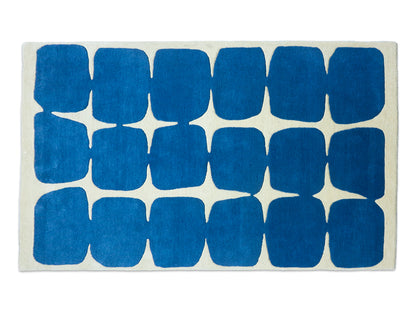 Hand Tufted Wool Rug in Cobalt Blue and Ivory – Modern Geometric Area Rug