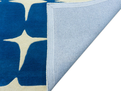 Hand Tufted Wool Rug in Cobalt Blue and Ivory – Modern Geometric Area Rug