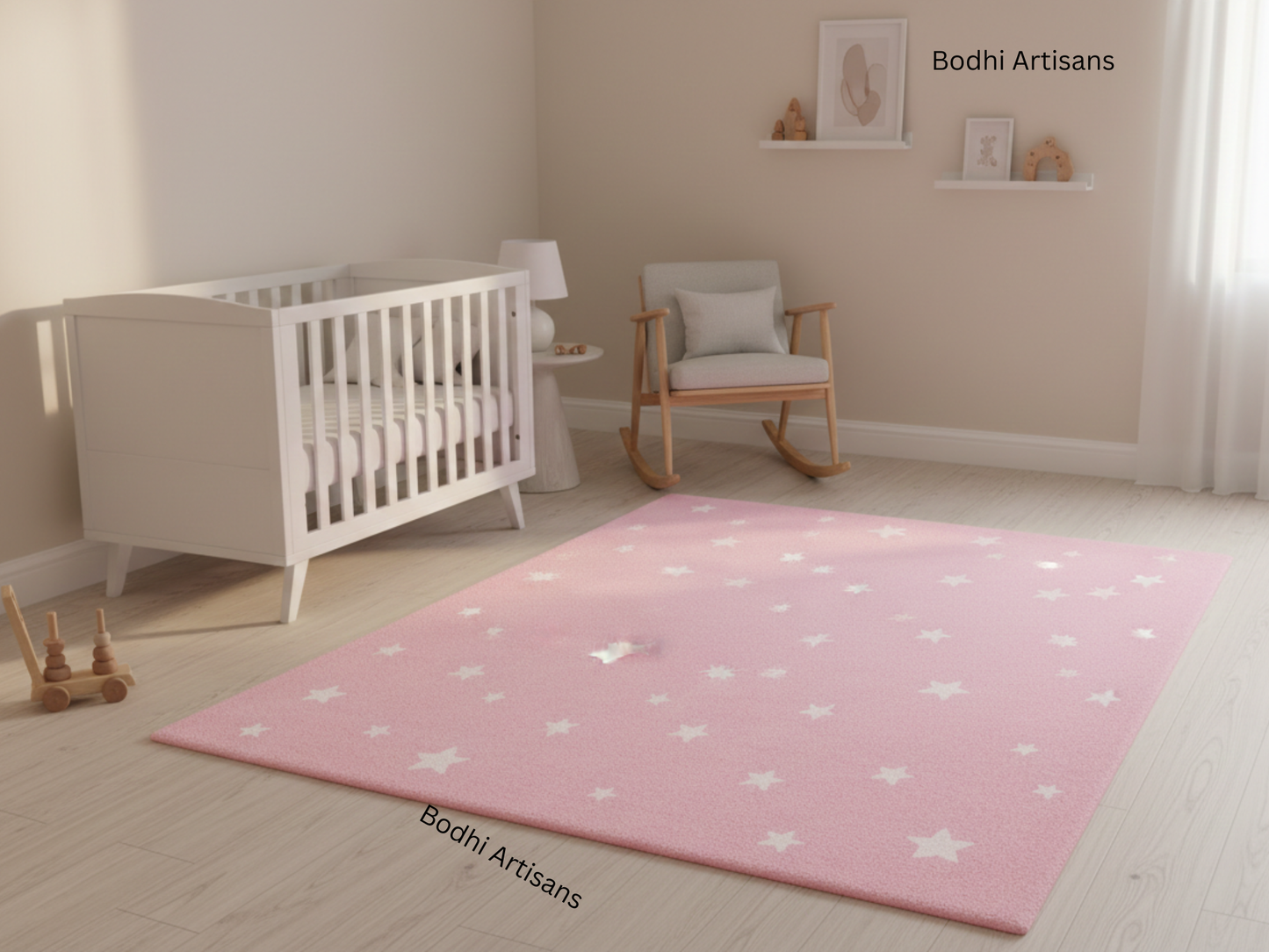 pink star kids rug hand tufted wool nursery area rug for girls bedroom