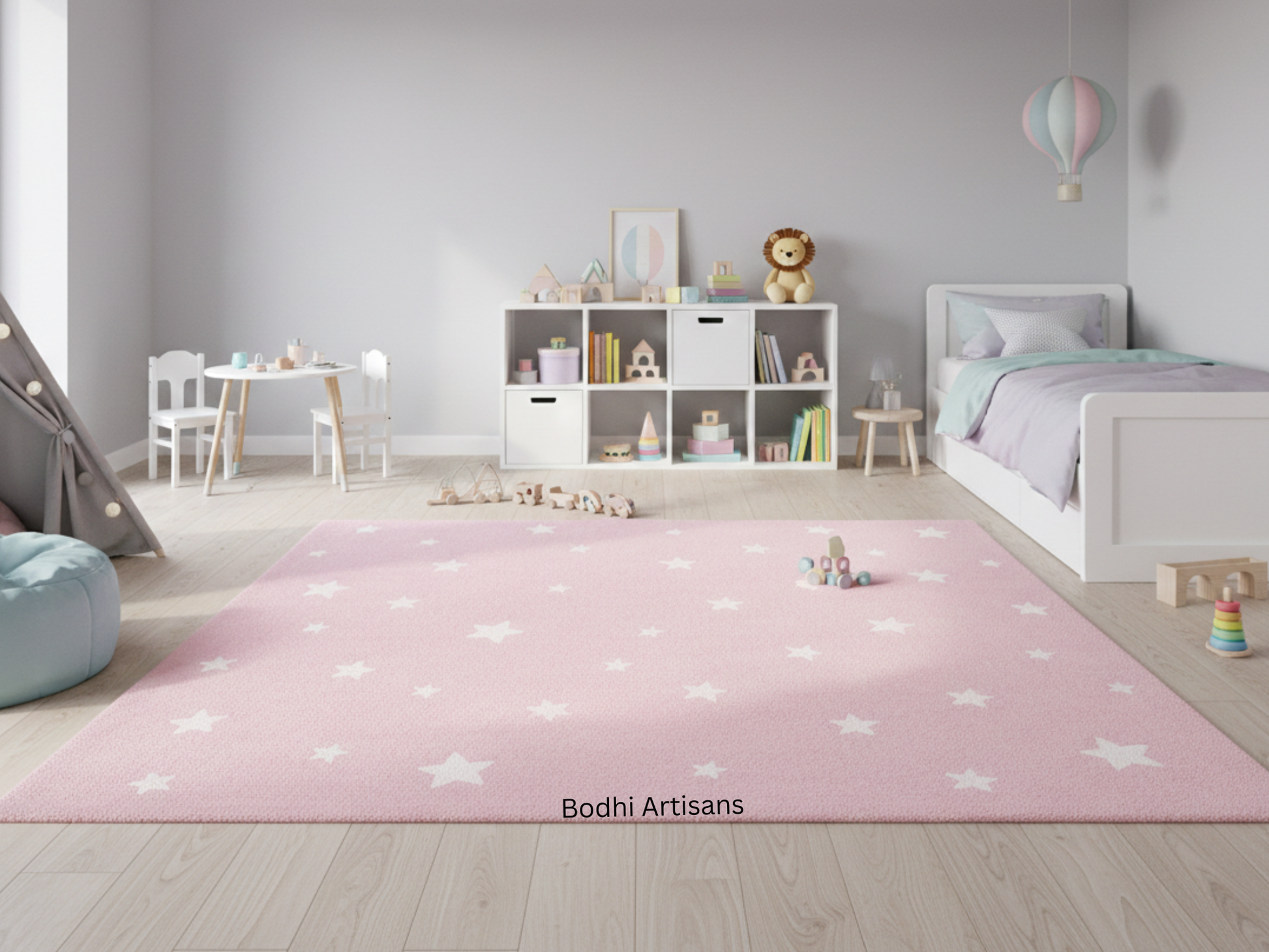 pink star kids rug hand tufted wool nursery area rug for girls bedroom