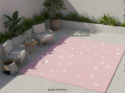 Hand-Tufted Wool Kids Rug – Pink Star Design