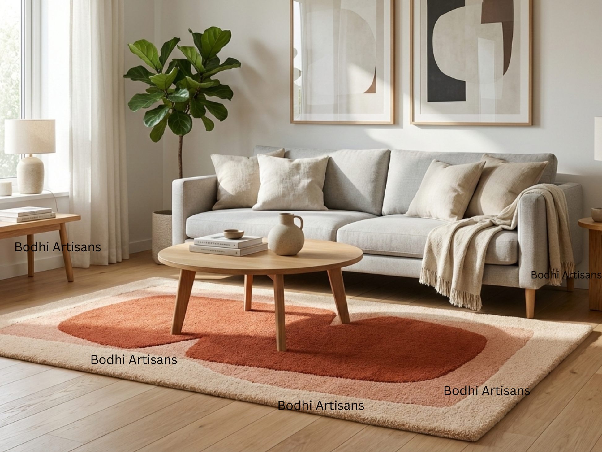 modern terracotta abstract hand tufted wool rug contemporary area rug