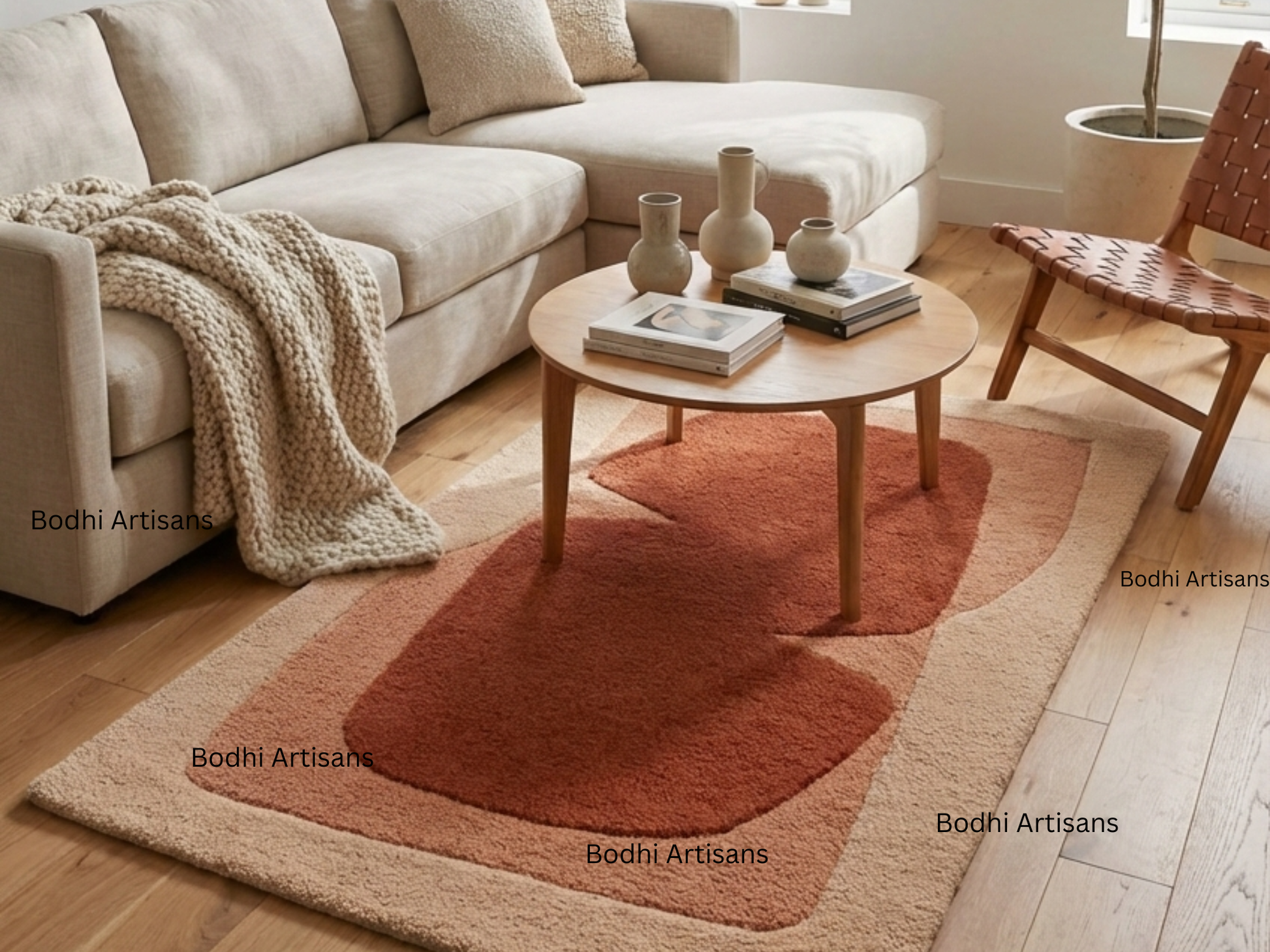 modern terracotta abstract hand tufted wool rug contemporary area rug