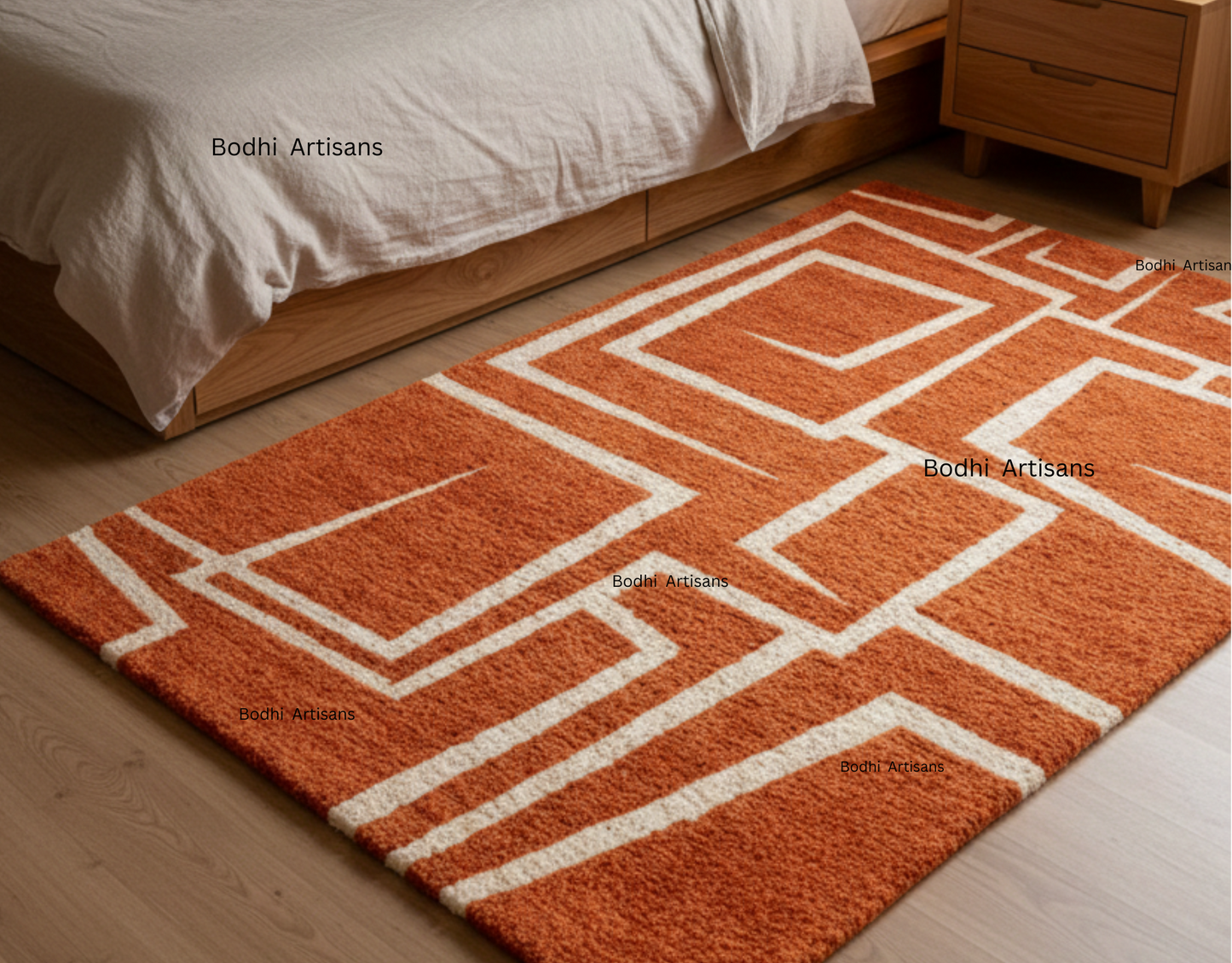 modern rust orange geometric hand tufted wool rug abstract area rug