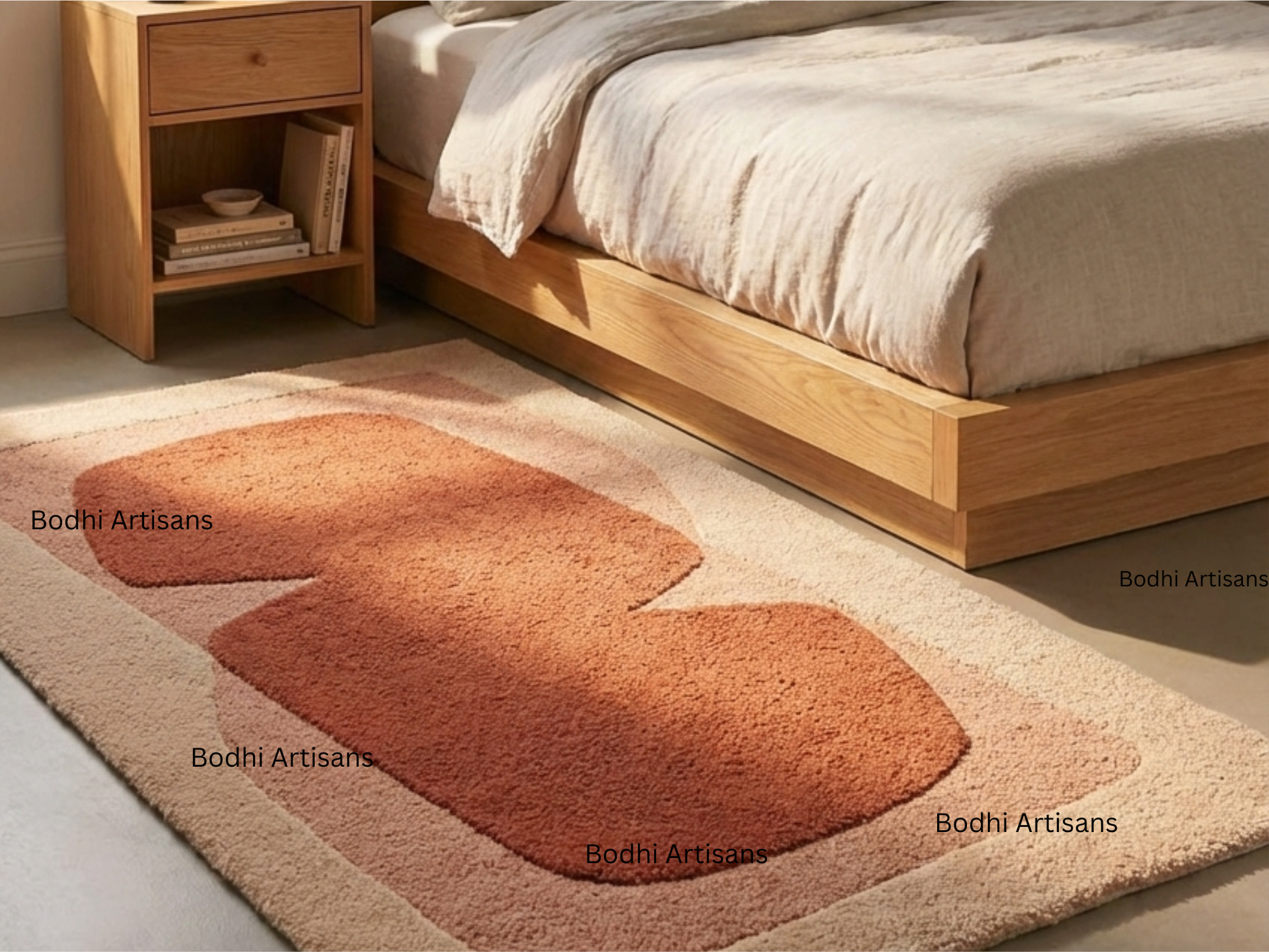 modern terracotta abstract hand tufted wool rug contemporary area rug
