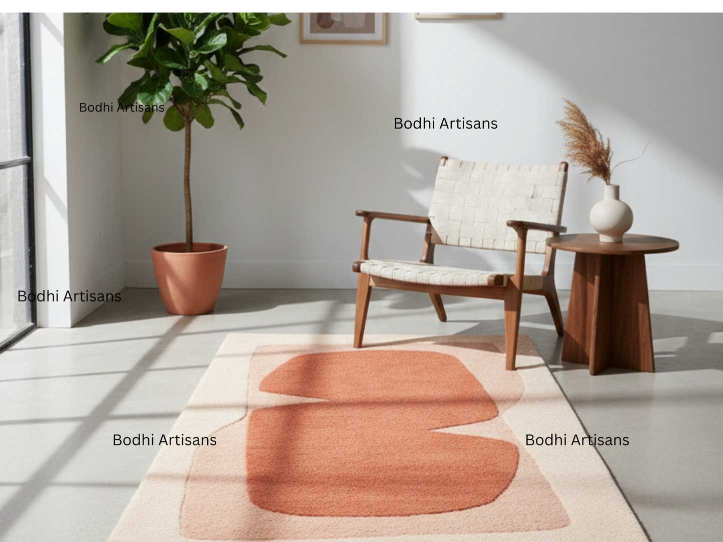 modern terracotta abstract hand tufted wool rug contemporary area rug