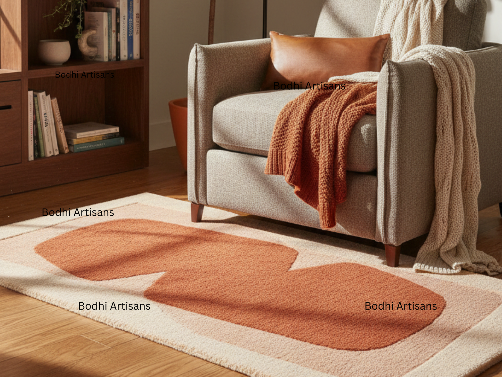 modern terracotta abstract hand tufted wool rug contemporary area rug