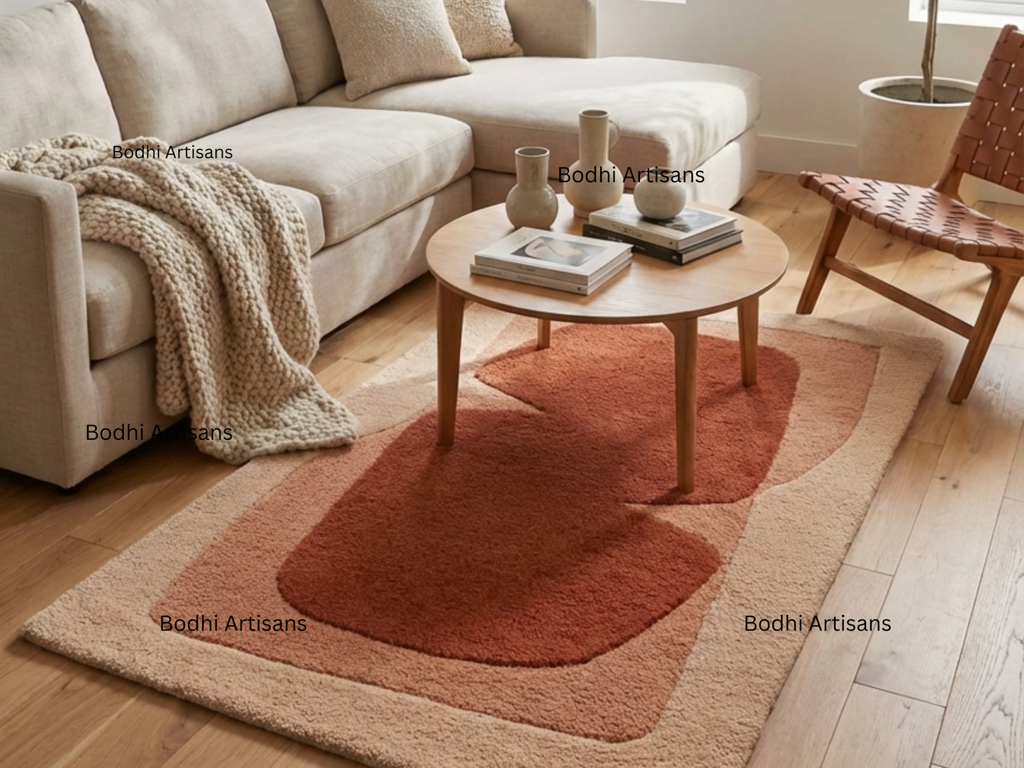 modern terracotta abstract hand tufted wool rug contemporary area rug