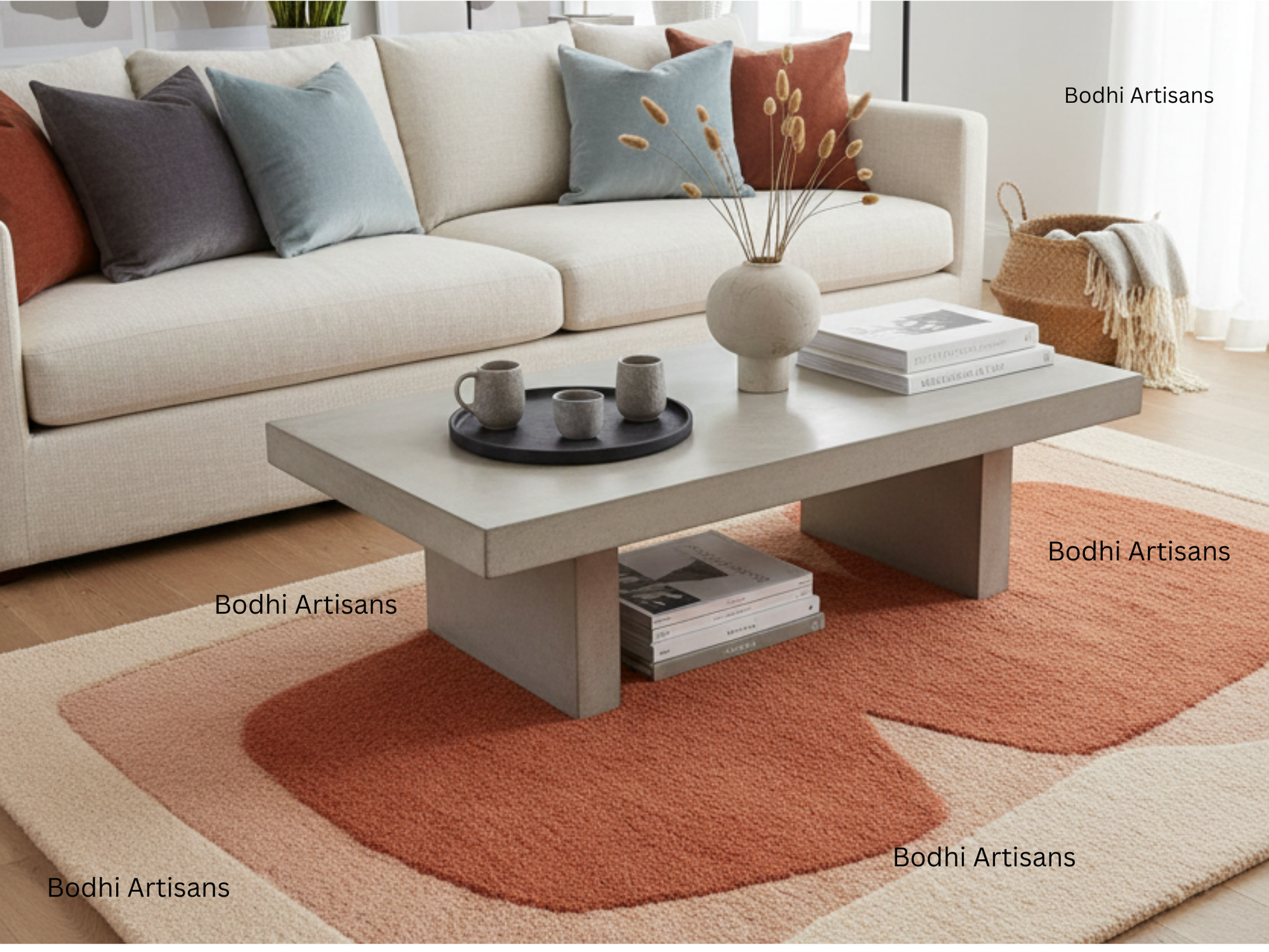 modern terracotta abstract hand tufted wool rug contemporary area rug
