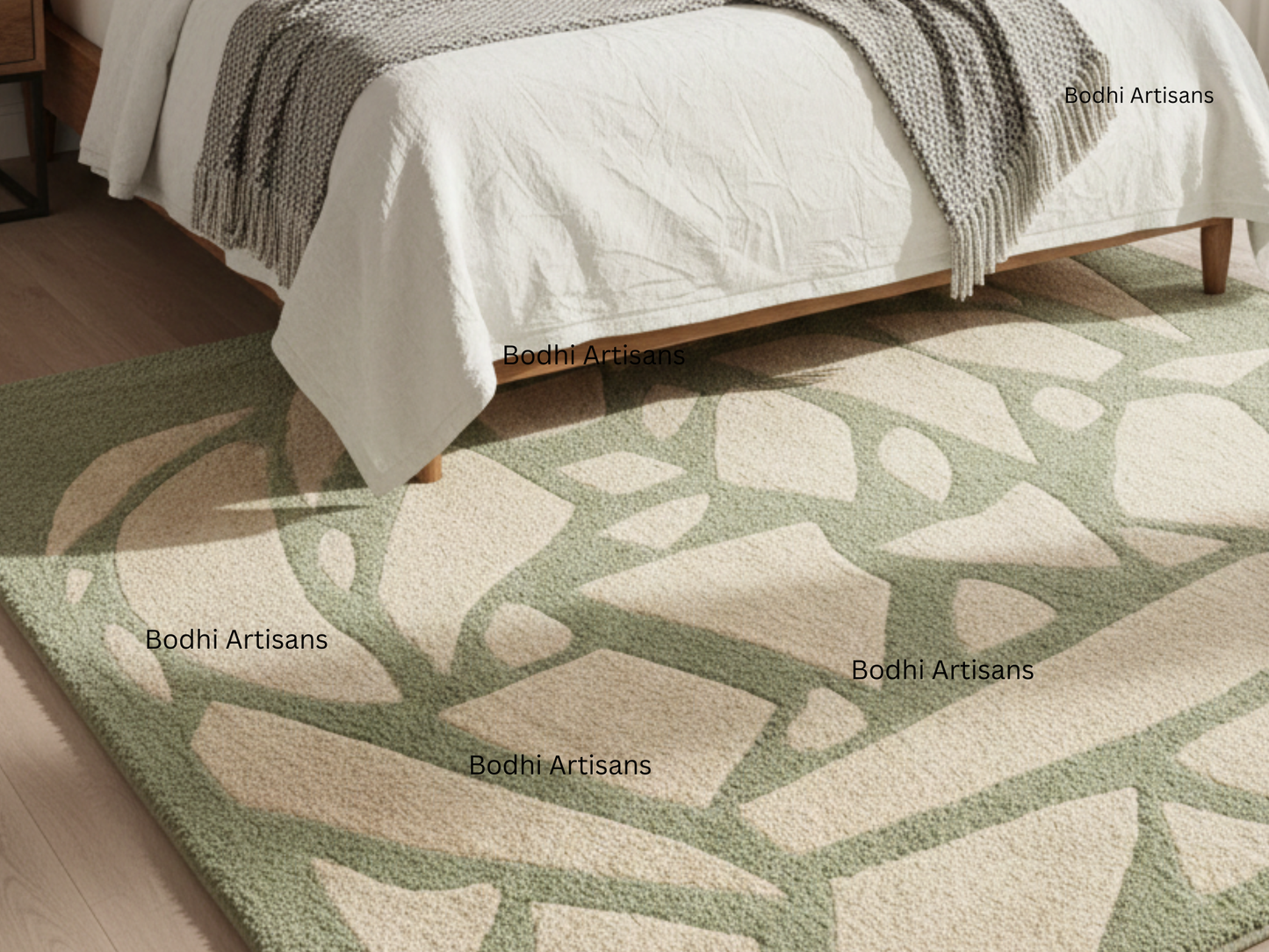 sage green abstract hand tufted wool rug modern organic pattern area rug
