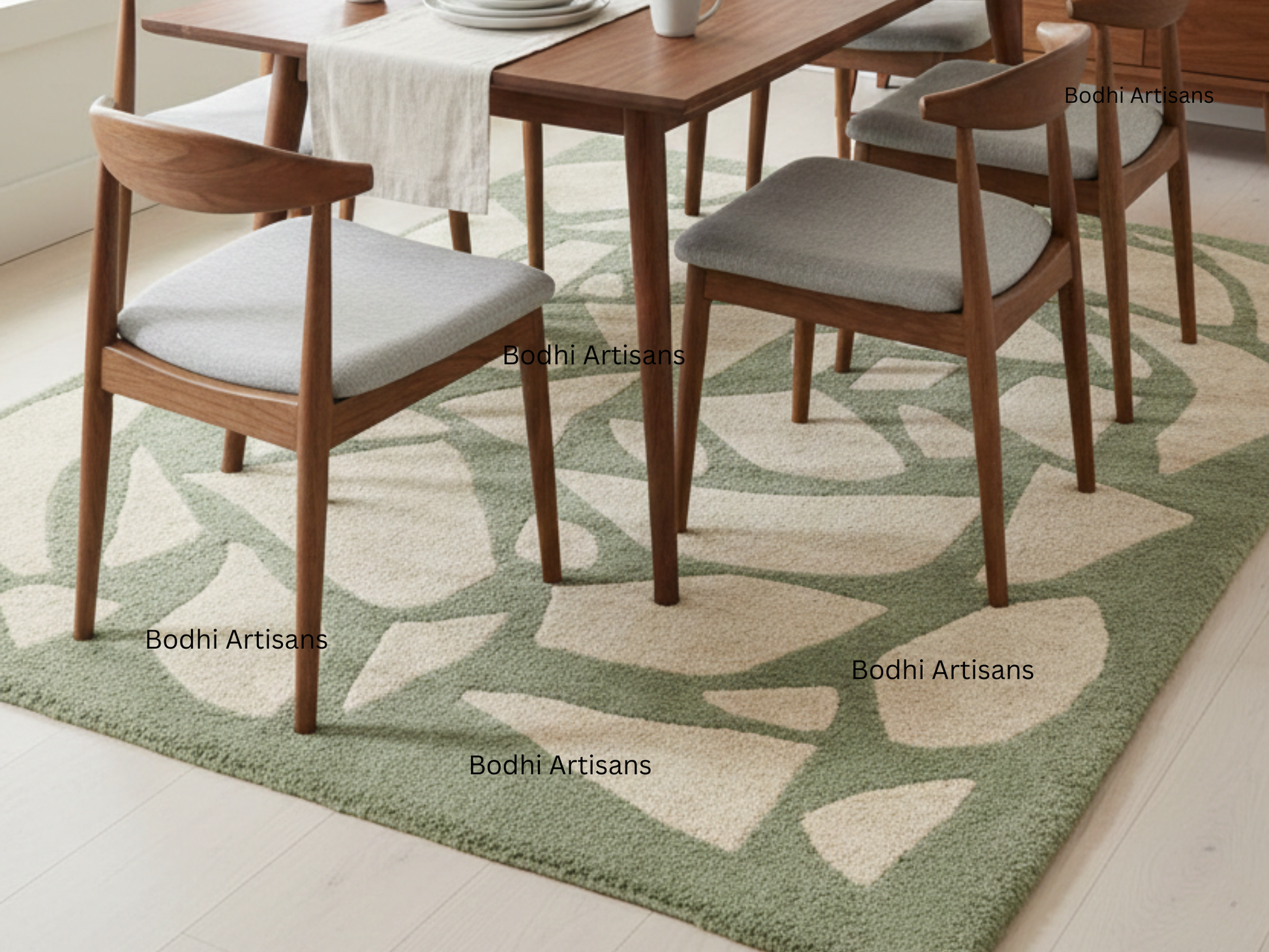 sage green abstract hand tufted wool rug modern organic pattern area rug