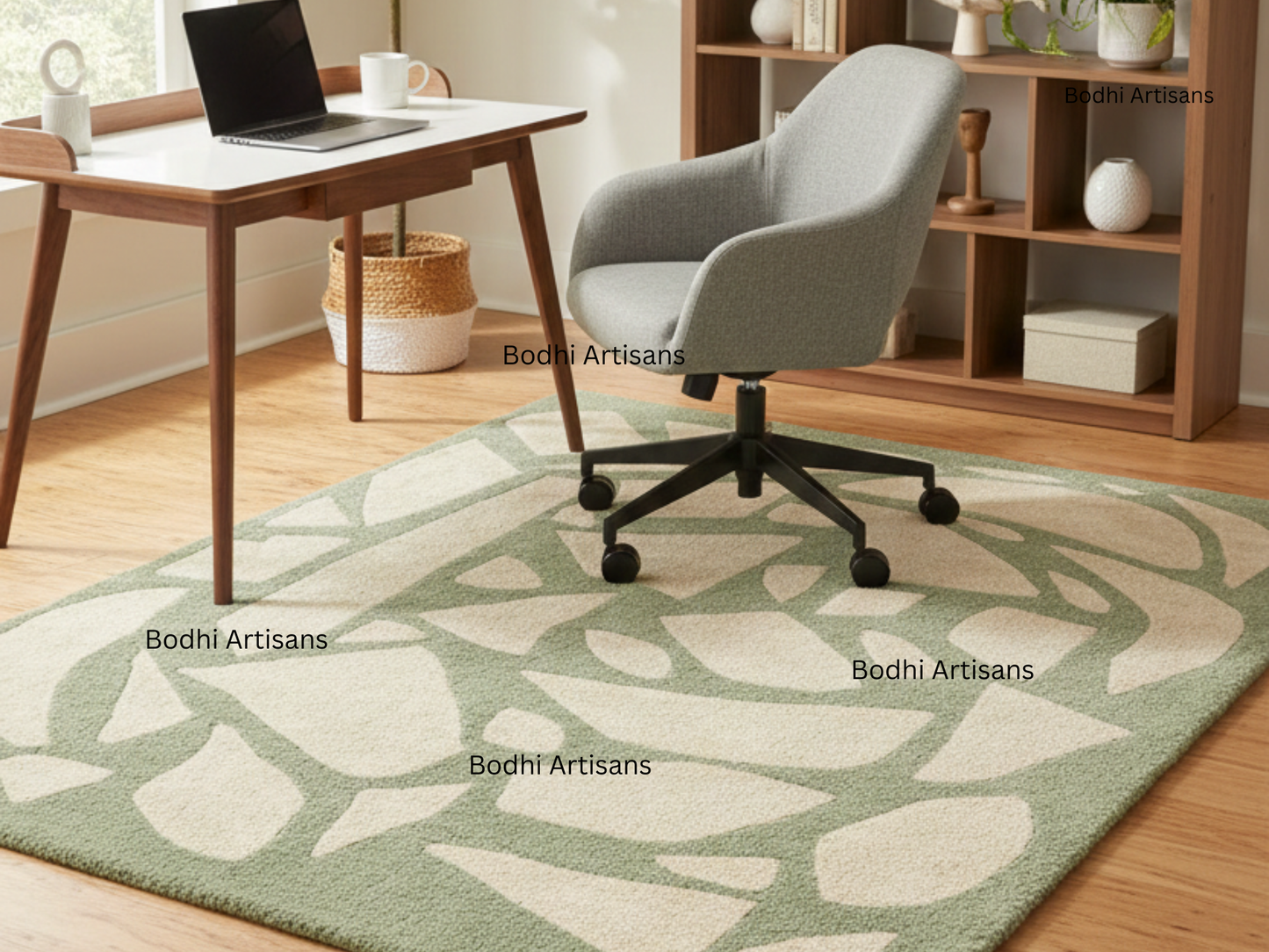 sage green abstract hand tufted wool rug modern organic pattern area rug