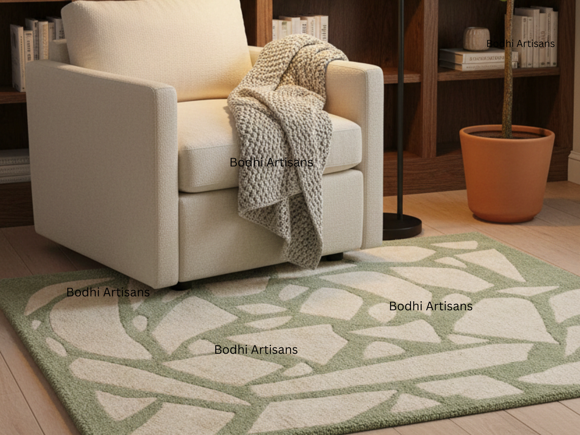 sage green abstract hand tufted wool rug modern organic pattern area rug
