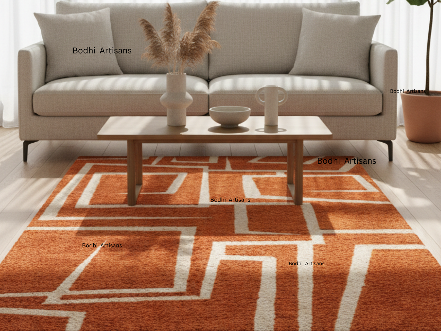 modern rust orange geometric hand tufted wool rug abstract area rug