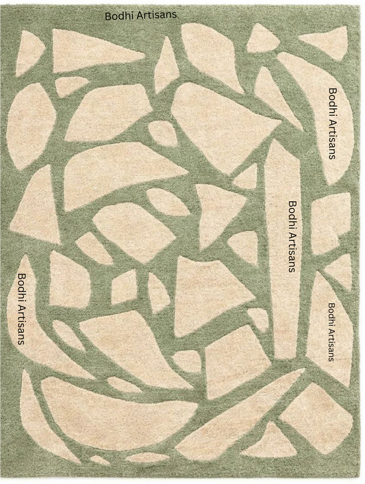 sage green abstract hand tufted wool rug modern organic pattern area rug