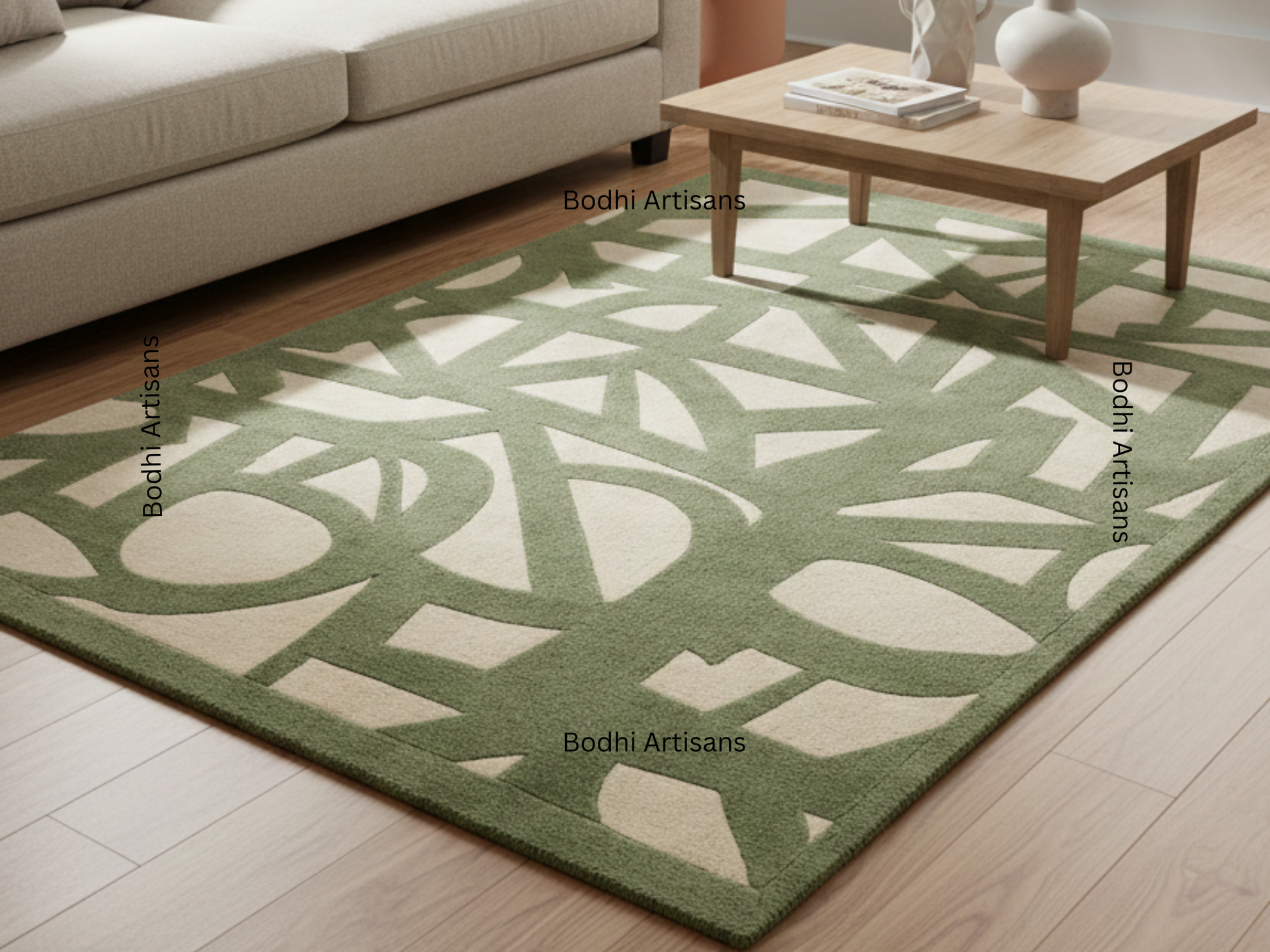modern sage green abstract hand tufted wool rug contemporary geometric area rug