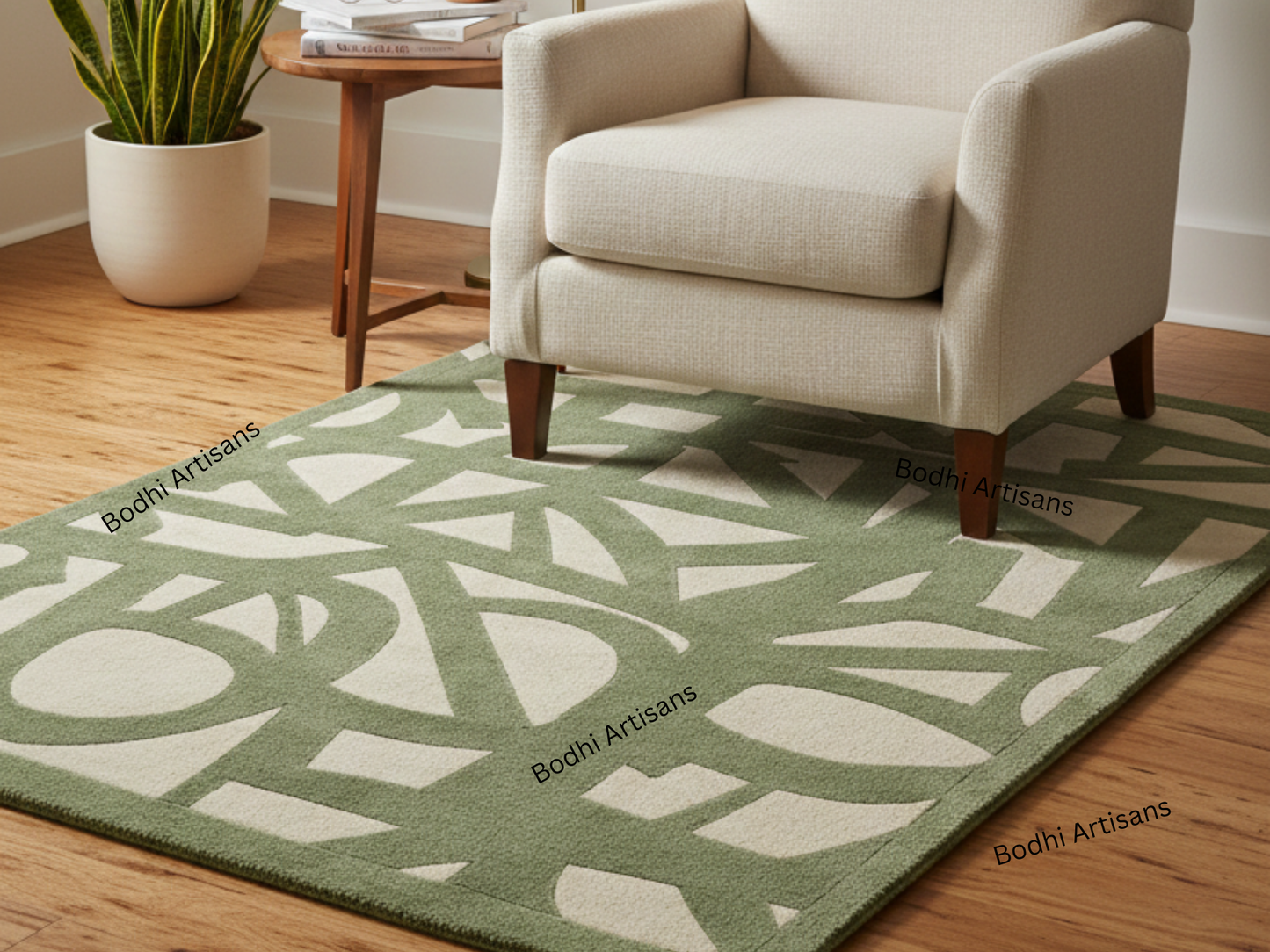 modern sage green abstract hand tufted wool rug contemporary geometric area rug