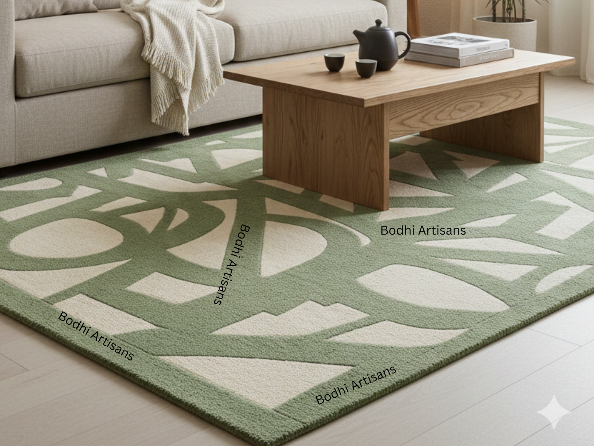 modern sage green abstract hand tufted wool rug contemporary geometric area rug