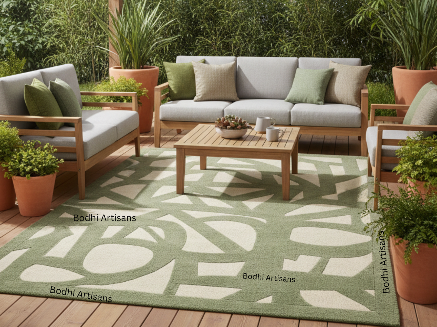 modern sage green abstract hand tufted wool rug contemporary geometric area rug