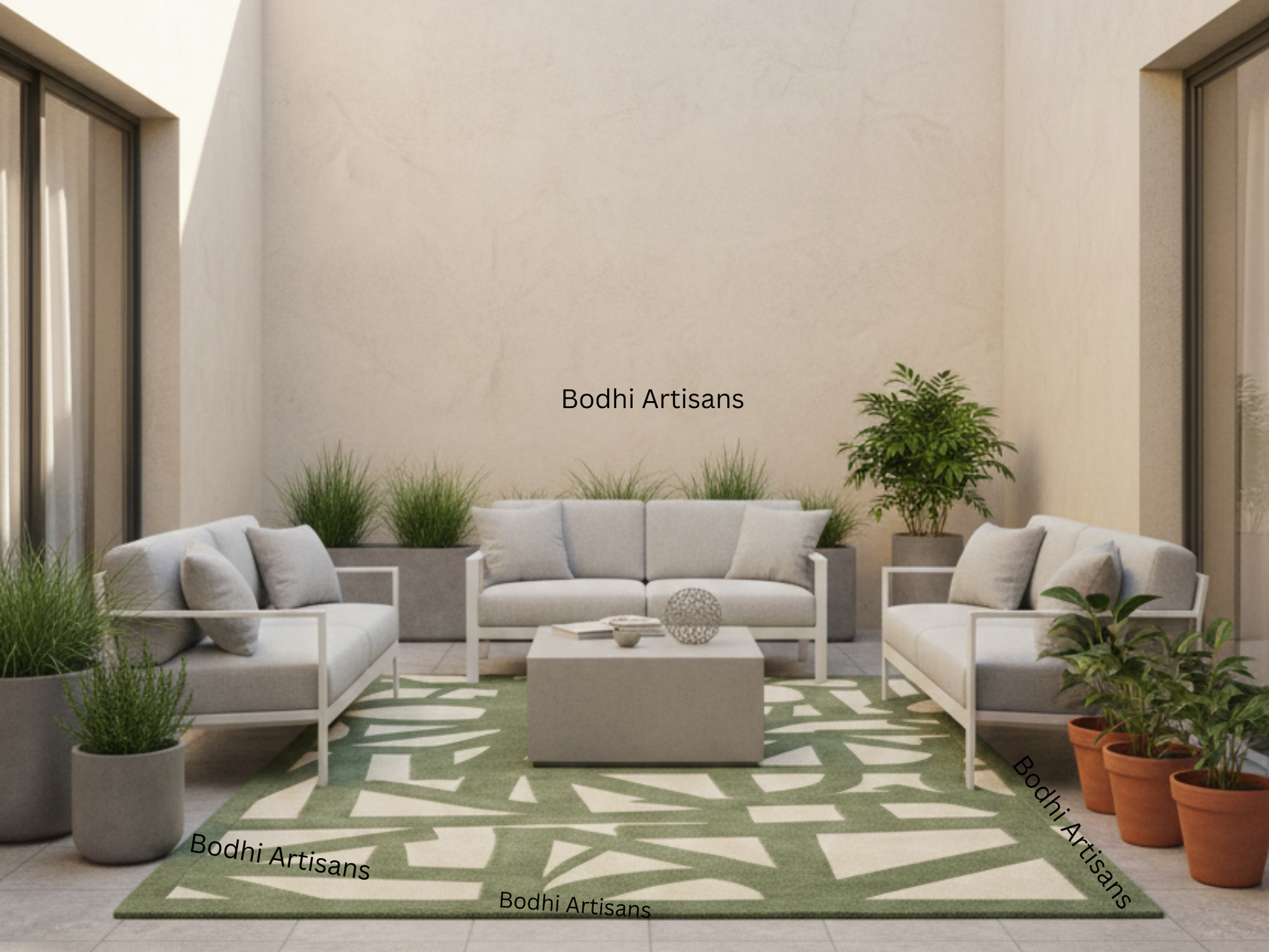 modern sage green abstract hand tufted wool rug contemporary geometric area rug