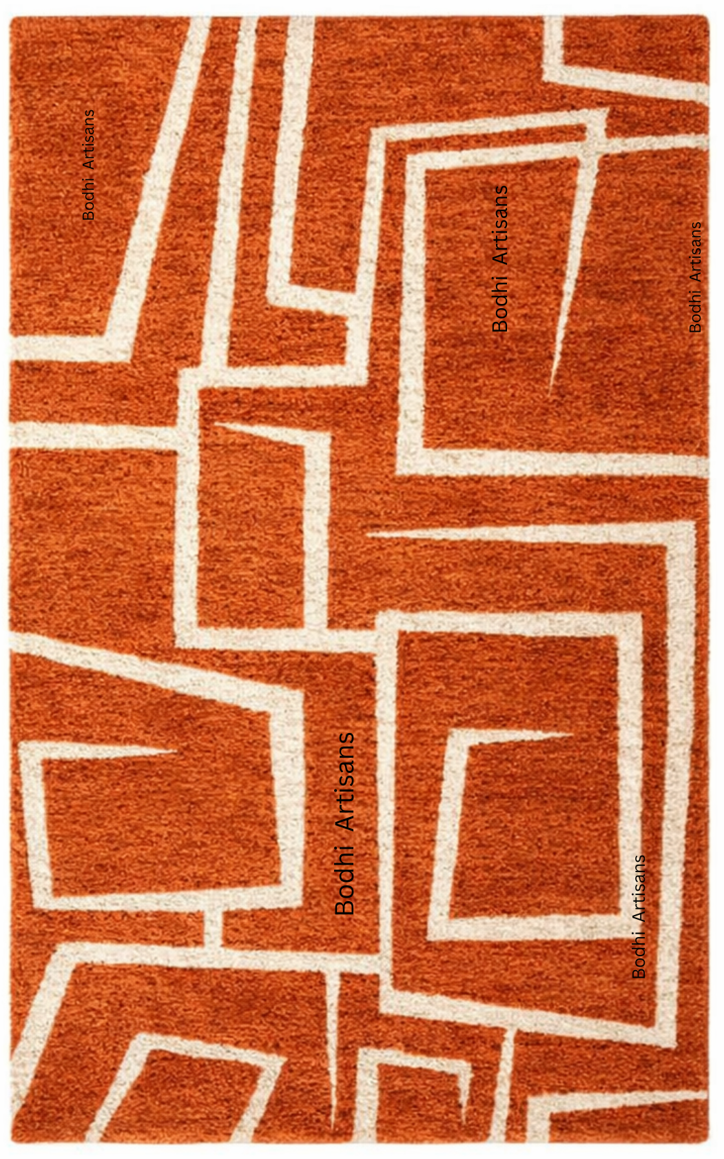 modern rust orange geometric hand tufted wool rug abstract area rug