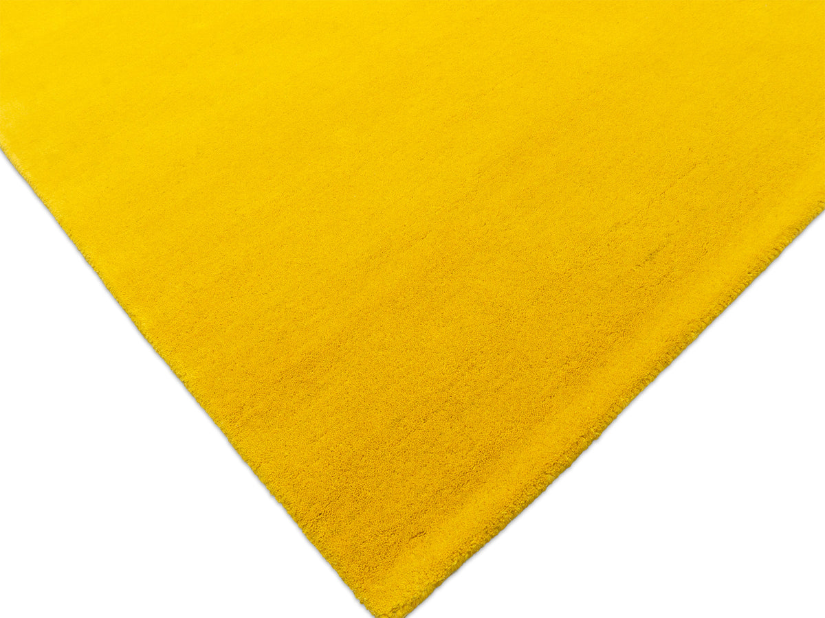Sunflower yellow solid minimalist rug, handmade wool carpet, made in India