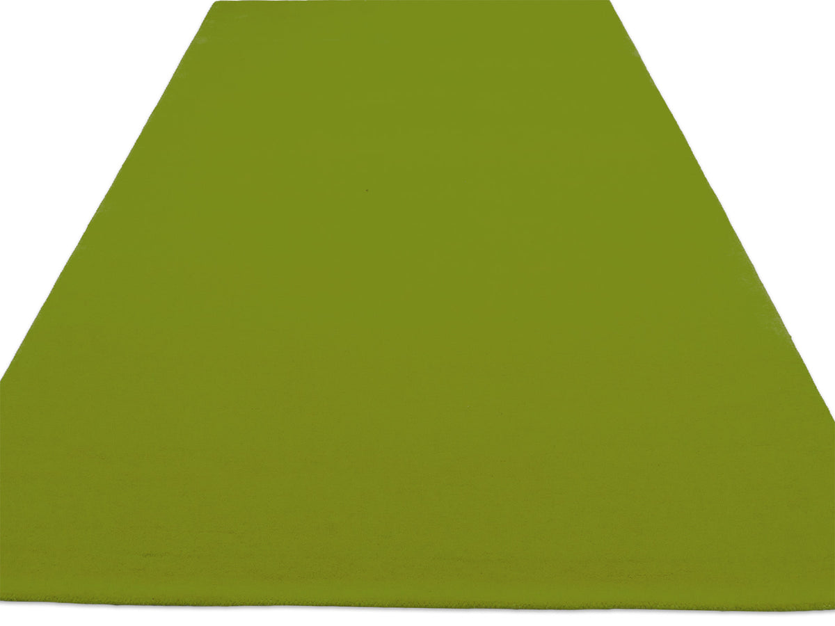Minimalist lime green solid area rug, handmade wool rug from India – photo 9