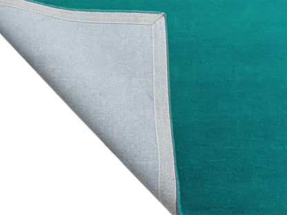 Teal solid minimalist rug, handmade wool carpet, made in India
