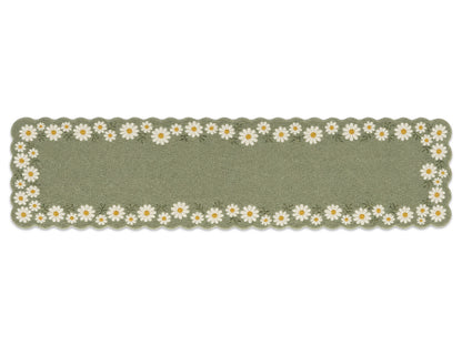 Handmade sage green daisy border wool area rug, modern style, made in India – photo 7