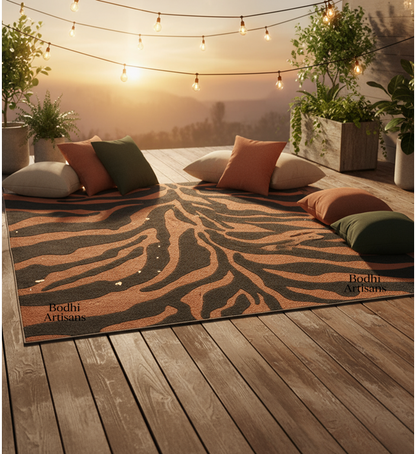 Tiger Print Hand Tufted Wool Rug – Modern Animal Pattern Area Rug