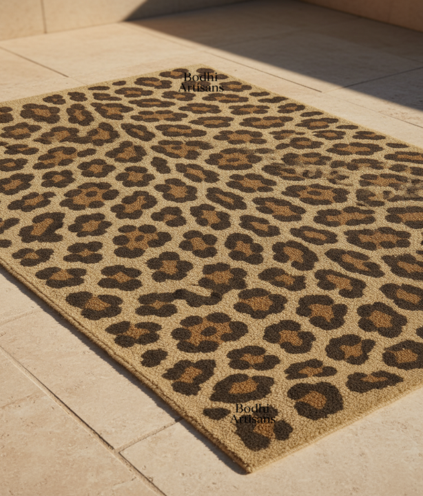 Hand tufted leopard print wool rug for living room modern animal print area rug