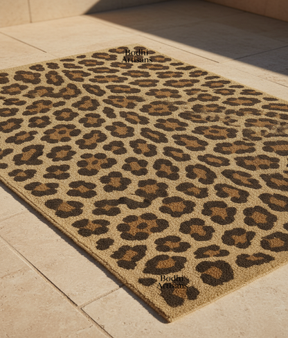 Hand tufted leopard print wool rug for living room modern animal print area rug