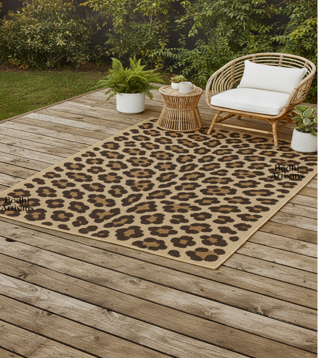 Hand tufted leopard print wool rug for living room modern animal print area rug