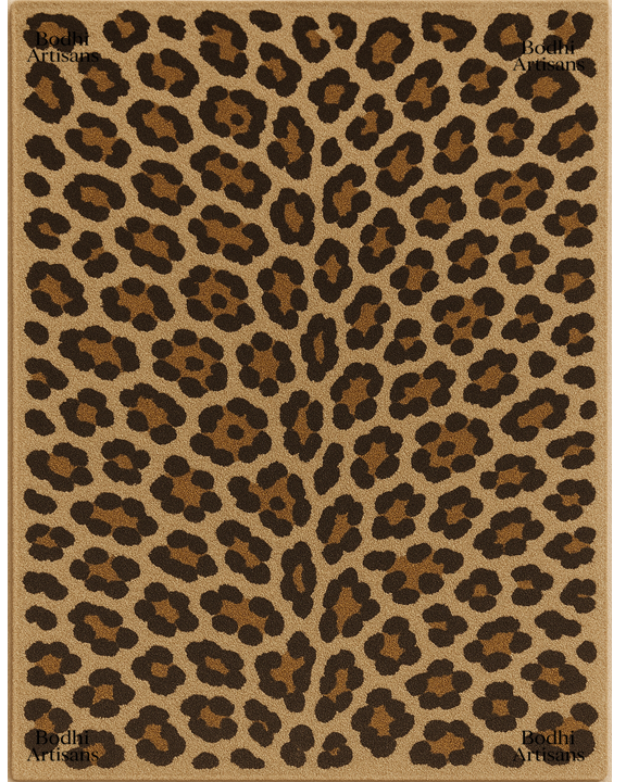 Hand tufted leopard print wool rug for living room modern animal print area rug