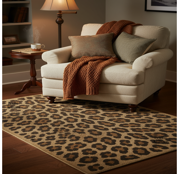 Hand tufted leopard print wool rug for living room modern animal print area rug