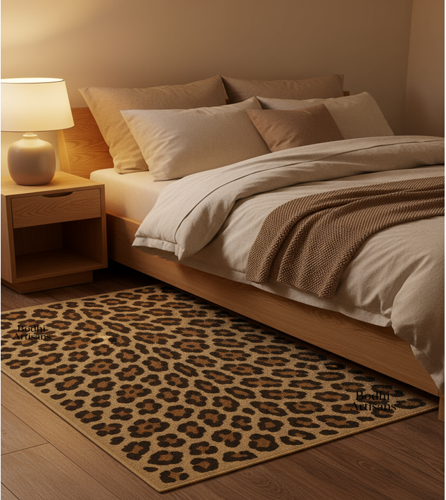 Hand tufted leopard print wool rug for living room modern animal print area rug