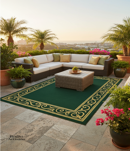 /products/emerald-green-gold-border-wool-rug
