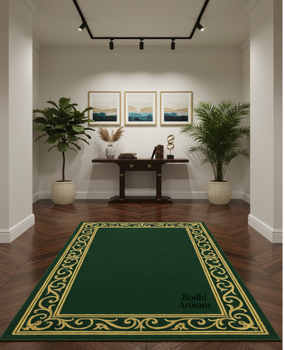 /products/emerald-green-gold-border-wool-rug