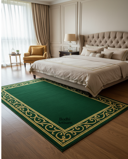 /products/emerald-green-gold-border-wool-rug