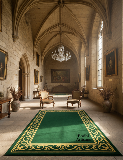 /products/emerald-green-gold-border-wool-rug