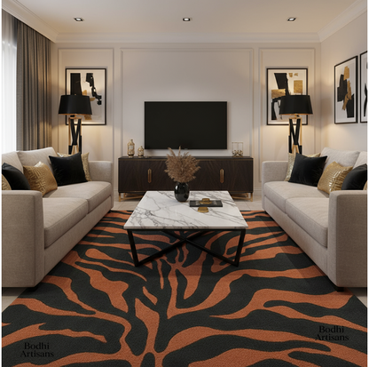 Tiger Print Hand Tufted Wool Rug – Modern Animal Pattern Area Rug