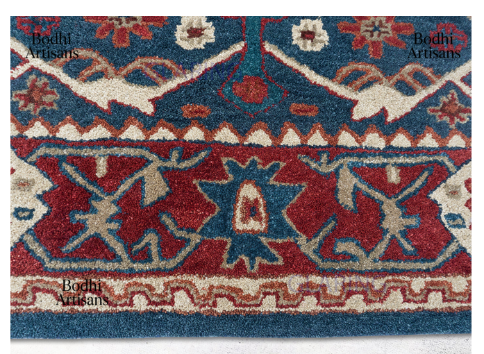 Handmade Wool Oriental Rug Blue | Traditional Hand-Tufted Persian Area Carpet | Vintage Style Living Room Rug |