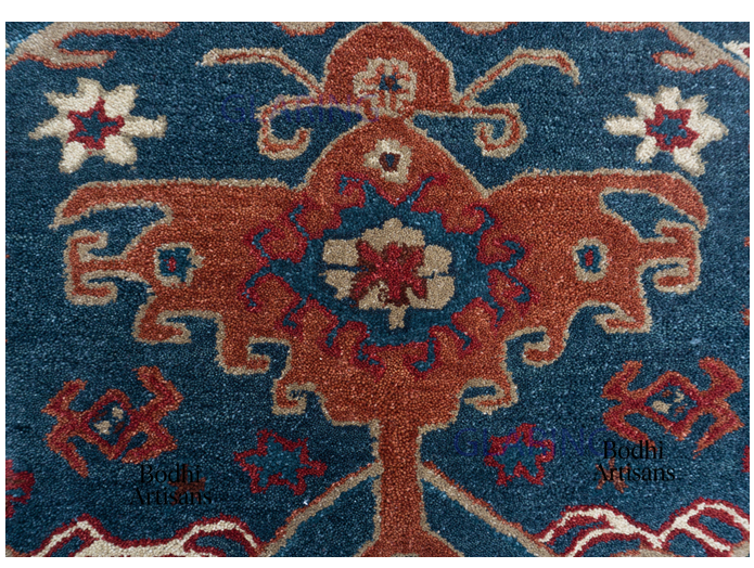 Handmade Wool Oriental Rug Blue | Traditional Hand-Tufted Persian Area Carpet | Vintage Style Living Room Rug |